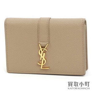 Saint Laurent Case Business Beige YSL Leather Holder Monogram Yves